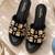 Black crystal embellished faux leather wedge platform heels for women