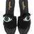 Black beaded faux leather platform slides for women
