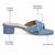 Blue denim embellished faux leather criss cross heels for women