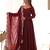 Women's Beautiful Solid Roman Silk Chanderi Fabric Flared Anarkali Pant and Dupatta Set