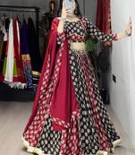 ajarakh prints royon fabric chaniya choli with dupatta - full stitched free size