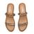 Tan crystal embellished faux leather two strap flats for women