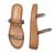 Tan crystal embellished faux leather two strap flats for women