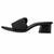 Black beaded faux leather block slides for women