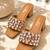 Tan crystal embellished faux leather square toe block heels for women