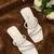 White sparkly faux leather square toe block heel sandals for wome