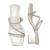 White sparkly faux leather square toe block heel sandals for wome