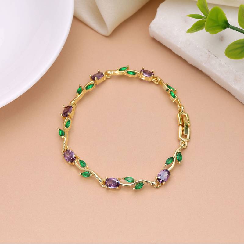 Purple color tulip bracelet floral ethnic jewelry look