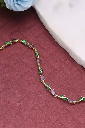 Purple color tulip bracelet floral ethnic jewelry look