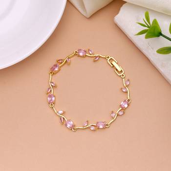 Pink color tulip bracelet trendy handmade fashion style 1