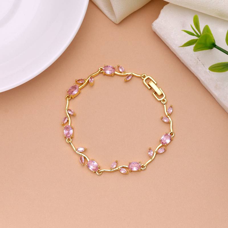 Pink color tulip bracelet trendy handmade fashion style
