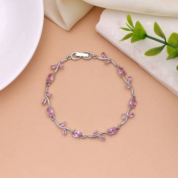 Pink & silver color tulip bracelet designer finish 1