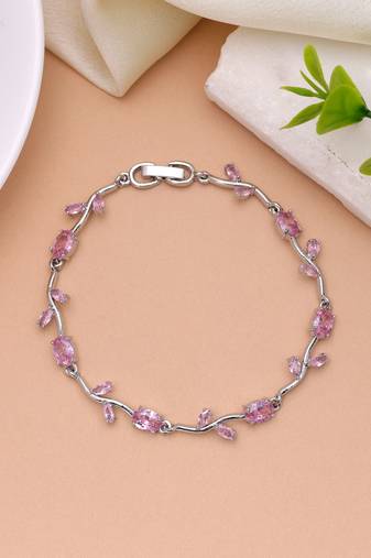 Pink & silver color tulip bracelet designer finish