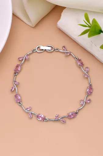 Pink & silver color tulip bracelet designer finish