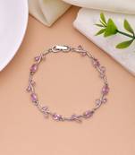 Pink & silver color tulip bracelet designer finish
