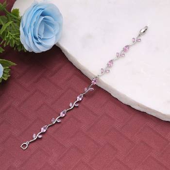 Pink & silver color tulip bracelet designer finish 2