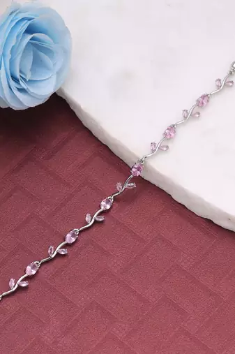 Pink & silver color tulip bracelet designer finish
