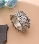Silver color oxidised openable kada bangle design