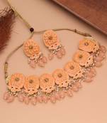 Orange color meenakari necklace set traditional design