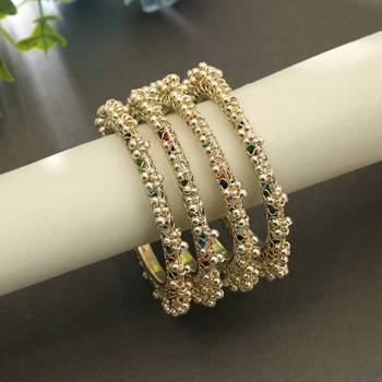Gold color kashmiri thread bangle set traditional look 2