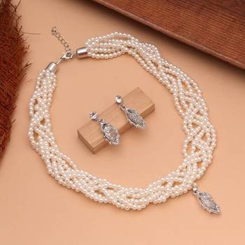 White color stone necklace set designer traditional look 1
