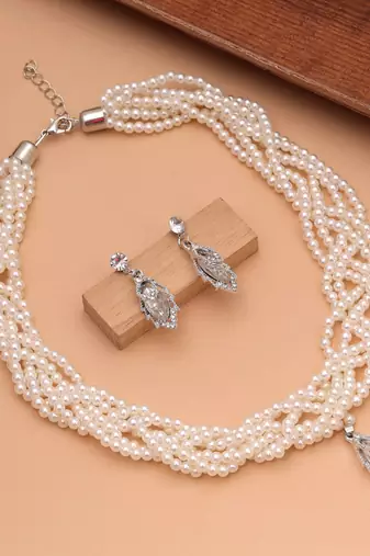 White color stone necklace set designer traditional look
