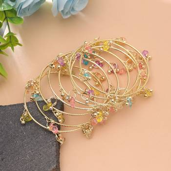 Gold color kashmiri thread bangle set royal design 1