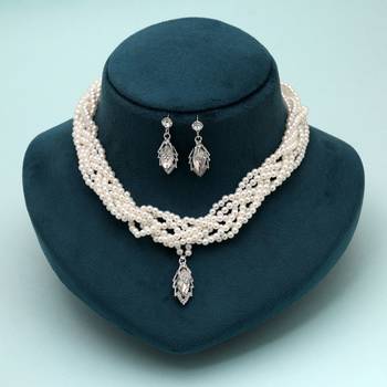 White color stone necklace set designer traditional look 2