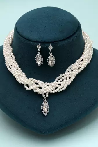 White color stone necklace set designer traditional look
