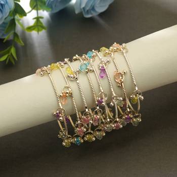 Gold color kashmiri thread bangle set royal design 2