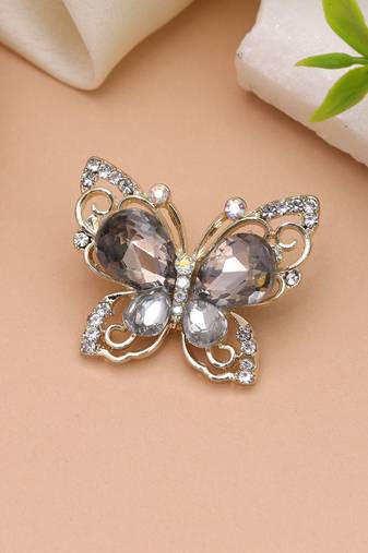 Grey color butterfly design brooch premium design