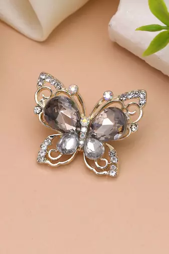 Grey color butterfly design brooch premium design