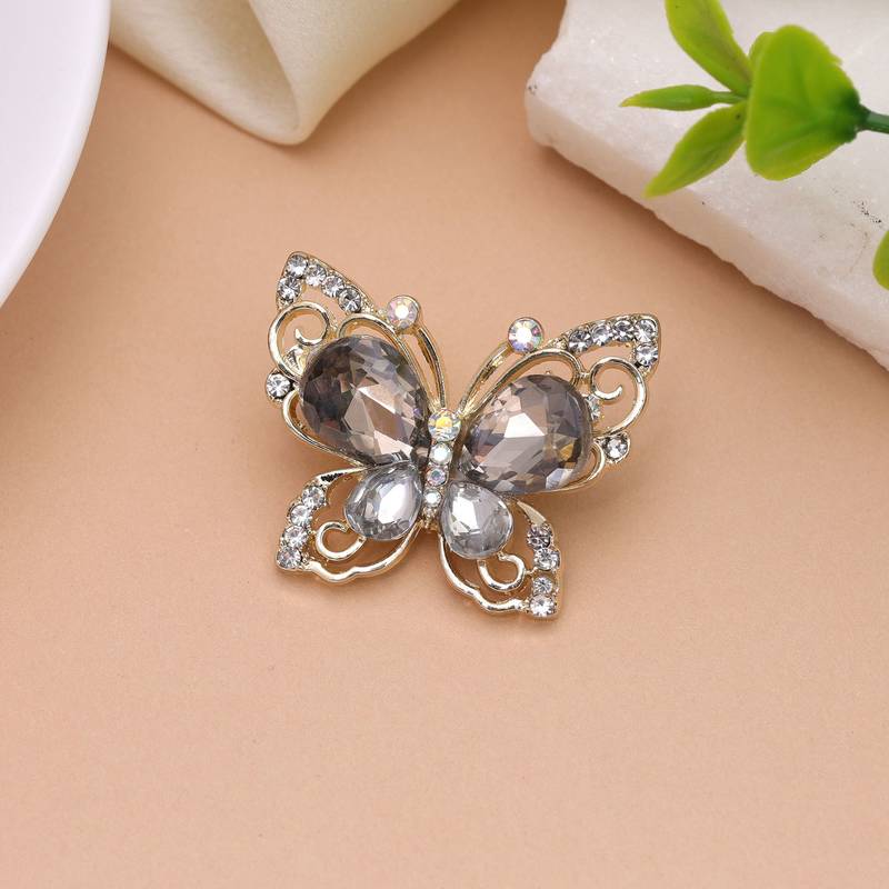Grey color butterfly design brooch premium design