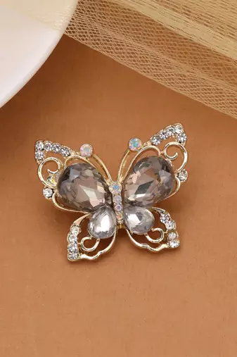 Grey color butterfly design brooch premium design