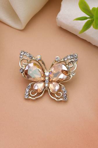 Peach color butterfly design brooch trendy style