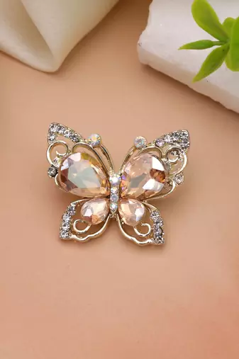 Peach color butterfly design brooch trendy style