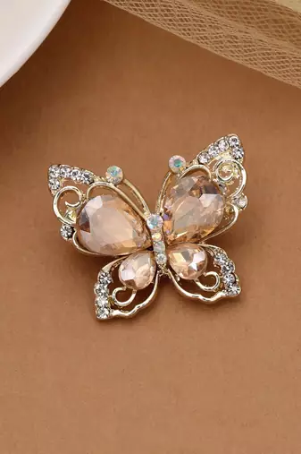 Peach color butterfly design brooch trendy style