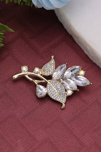 White color leaf design brooch artistic pattern