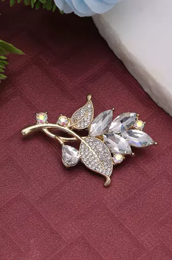 White color leaf design brooch artistic pattern