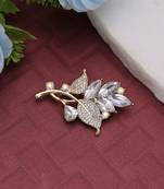 White color leaf design brooch artistic pattern