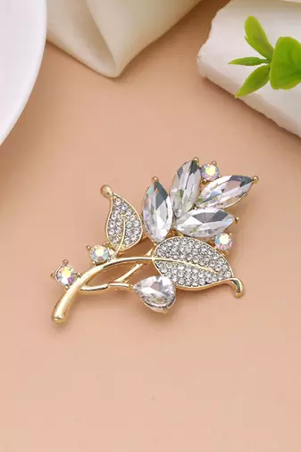 White color leaf design brooch artistic pattern