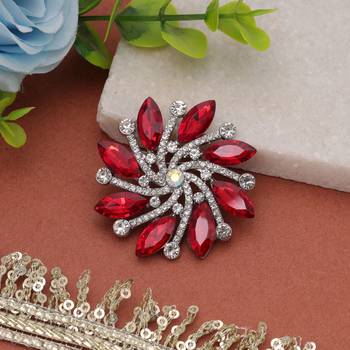 Red color floral design brooch premium designer look 2