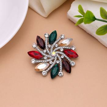 Multi color floral design brooch decorative fashion look 1