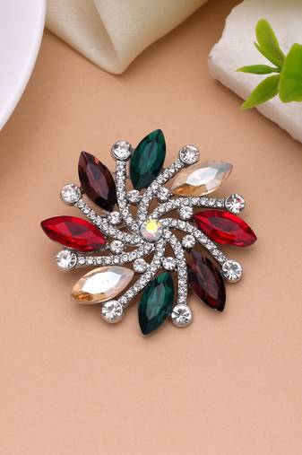 Multi color floral design brooch decorative fashion look