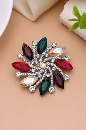 Multi color floral design brooch decorative fashion look