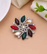 Multi color floral design brooch decorative fashion look