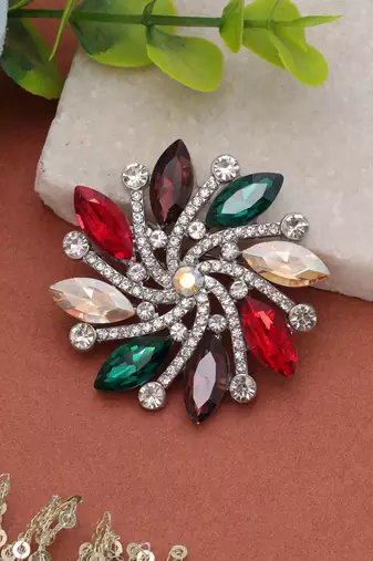 Multi color floral design brooch decorative fashion look