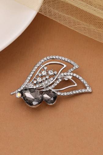 Black color leaf design brooch nature inspired design