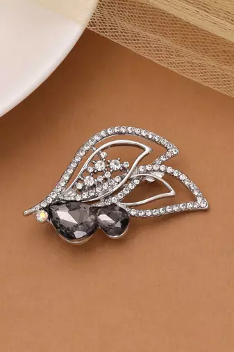 Black color leaf design brooch nature inspired design