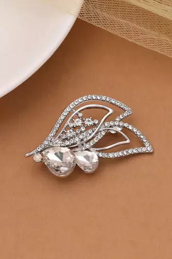 White color leaf design brooch designer look